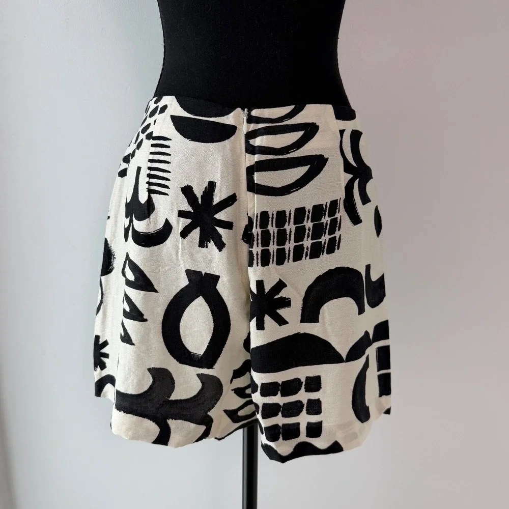 Zara Abstract Wrap Mini Skort Linen Blend Italian European Summer Vacation L - Picture 5 of 8